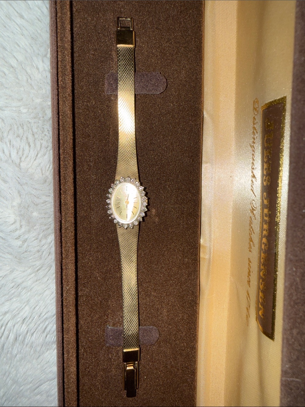 Gold-Tone Vintage Women's Mesh Watch with Crystal Bezel